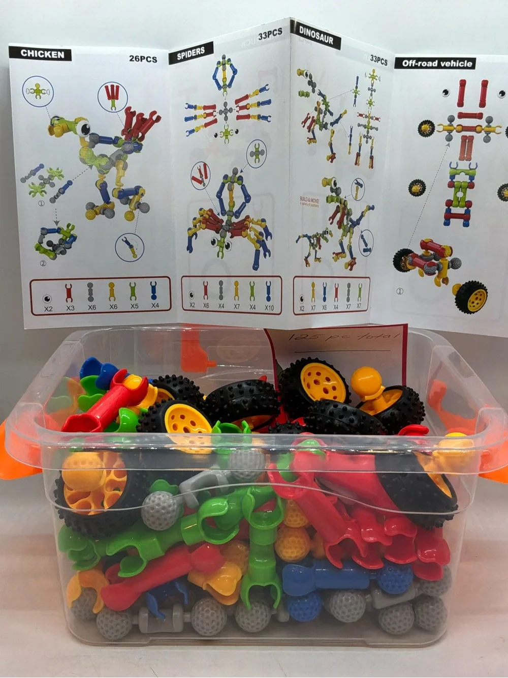 125PCS Stem Building Toys for 3-8 Year Old Unisex- in Carrying Container&Booklet